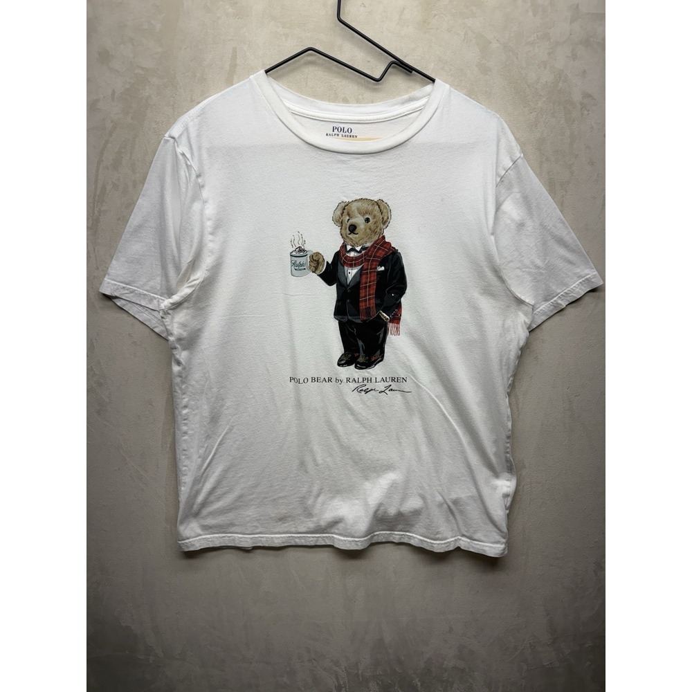 Polo Ralph Lauren Bear T Shirt Kids XL 18-20 White Tuxedo Coffee Womens Medium